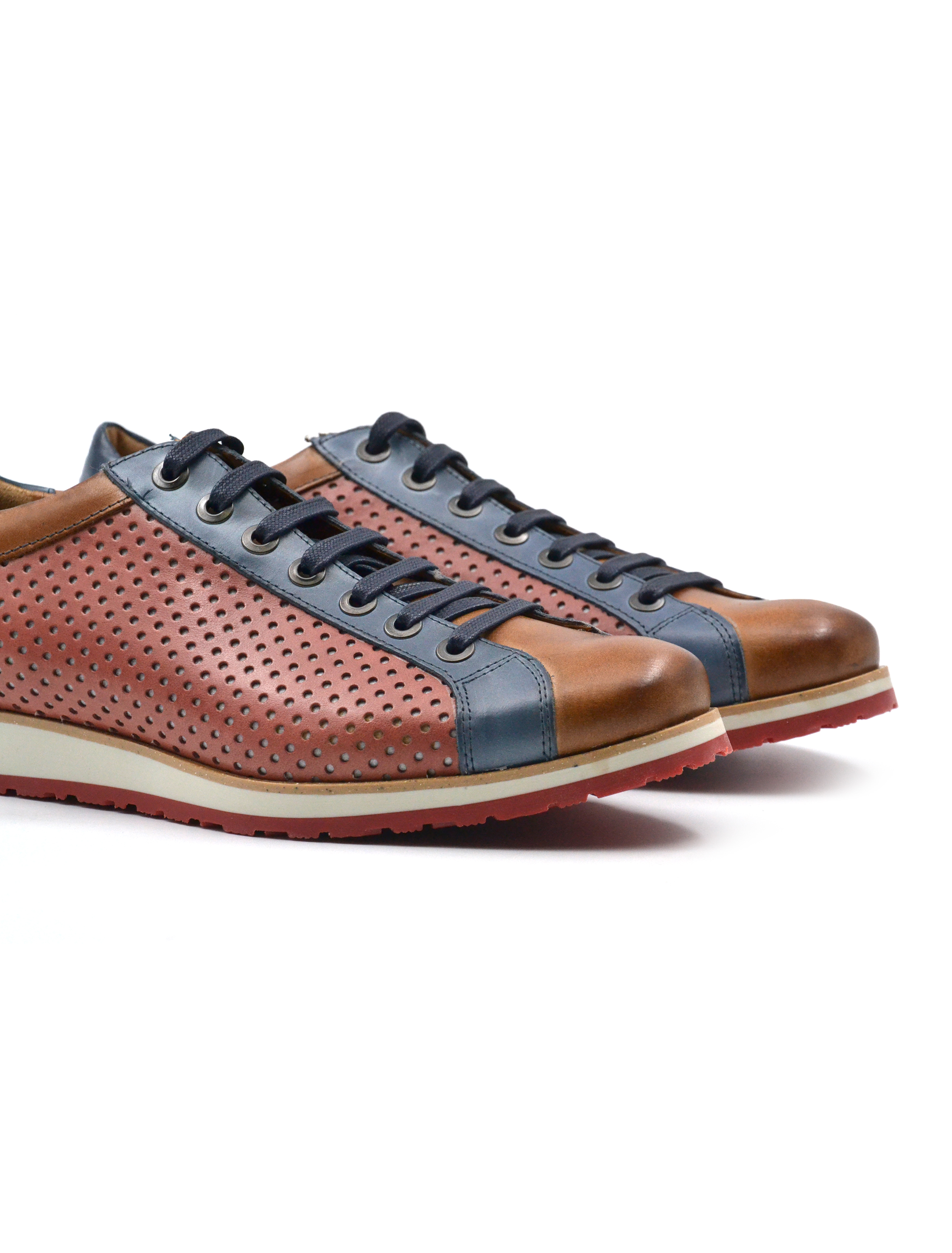 Nicola benson scarpa uomo vera pelle, Stringate, colore CUOIO/OCEANO