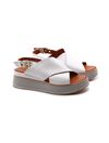 sandalo donna in vera pelle con zeppa - White
