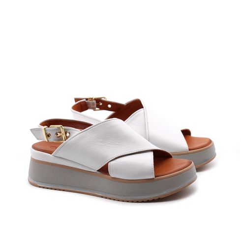Sandalo donna in vera pelle con zeppa