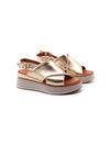 sandalo donna in vera pelle con zeppa - GOLD