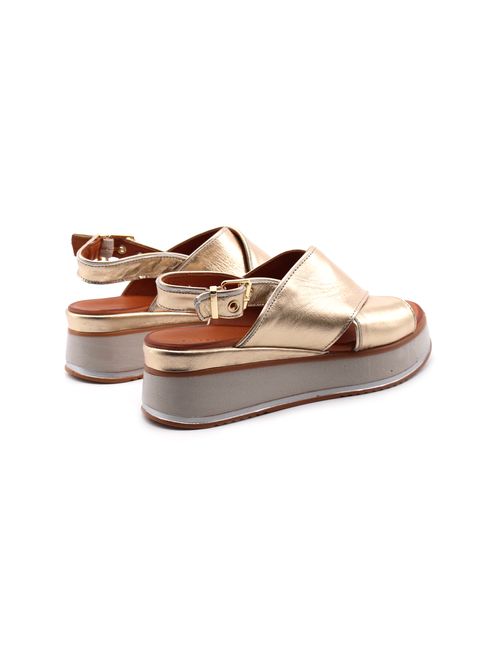 Sandalo donna in vera pelle con zeppa