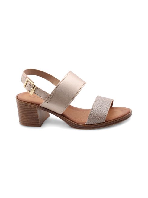 Sandalo oro da donna con tacco a blocco