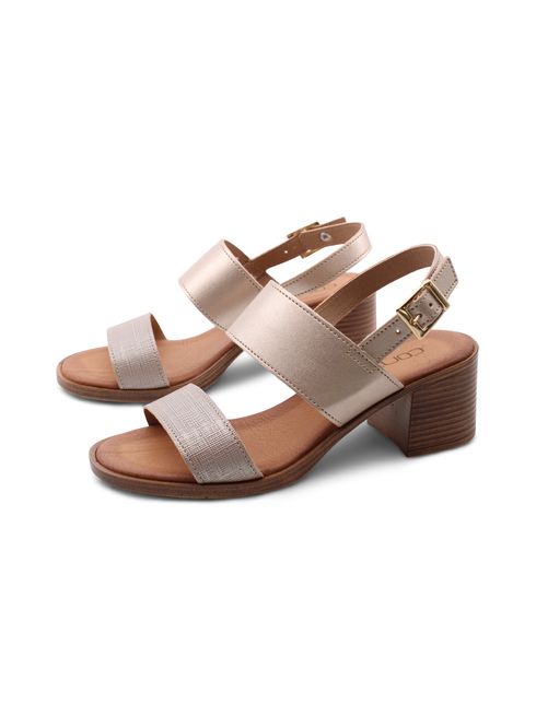 Sandalo oro da donna con tacco a blocco