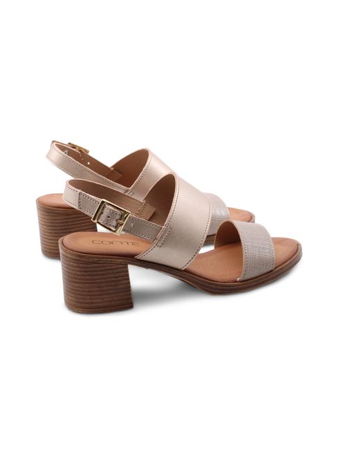 Sandalo oro da donna con tacco a blocco