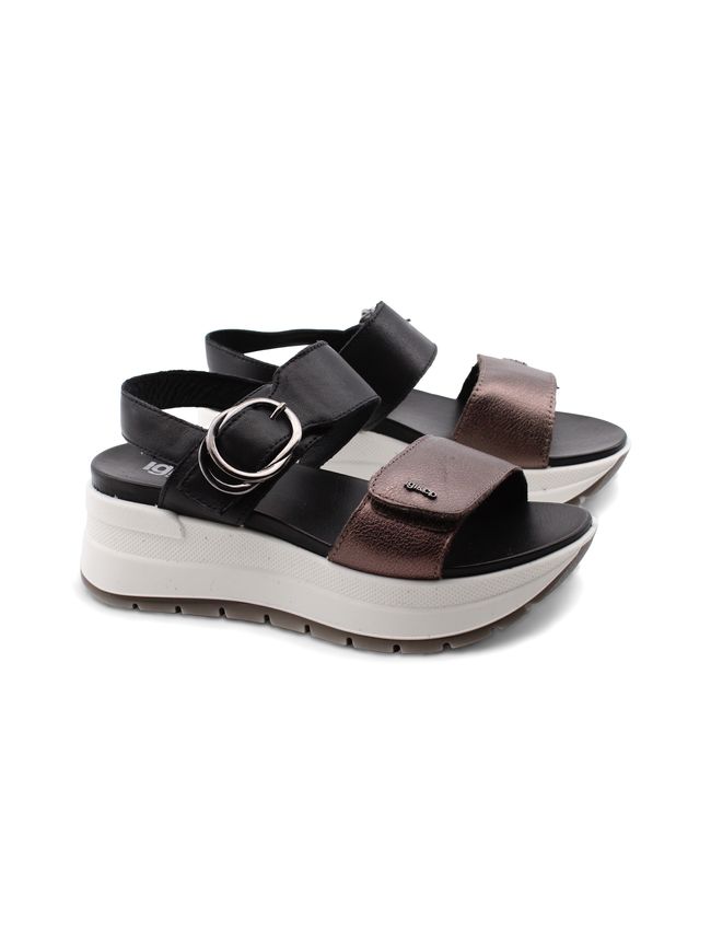 Sandalo con zeppa e plateau da donna