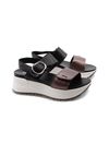 sandalo con zeppa e plateau da donna - BRONZO/NERO