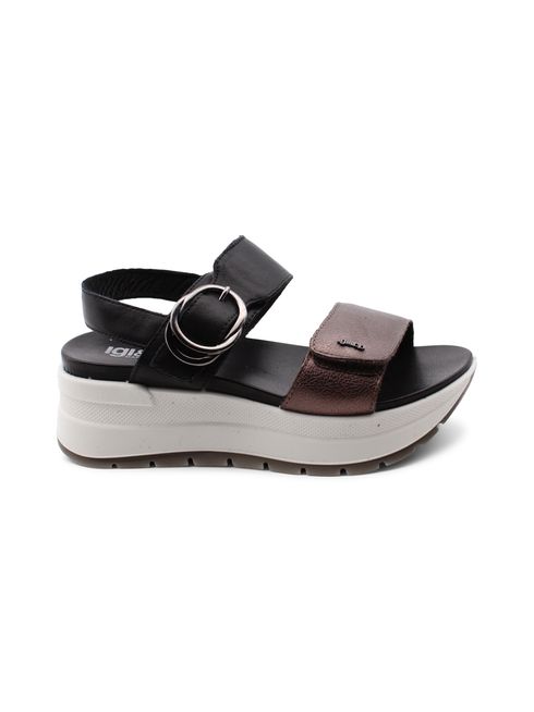 Sandalo con zeppa e plateau da donna