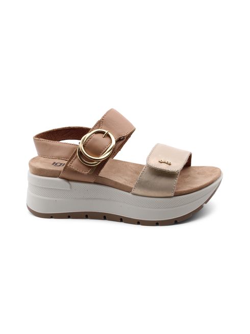 Sandalo con zeppa e plateau da donna