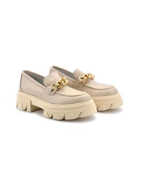 Mocassino combat Donna in pelle con borchie Gioia A. G30 NAPPA NERA