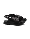 sandalo flat in vera pelle da donna - Black  