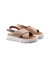 sandalo flat in vera pelle da donna - Cipria