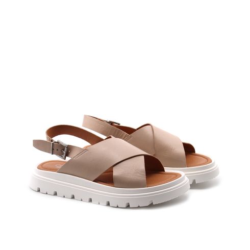 Sandalo flat in vera pelle da donna
