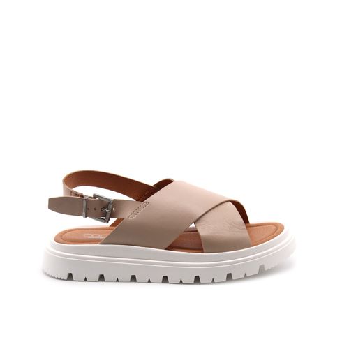 Sandalo flat in vera pelle da donna