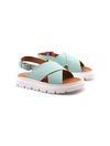 sandalo flat in vera pelle da donna - Blue
