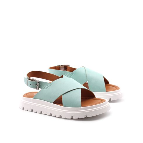 Sandalo flat in vera pelle da donna