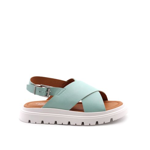 Sandalo flat in vera pelle da donna