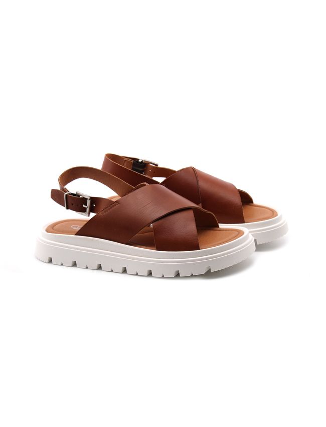 Sandalo flat in vera pelle da donna