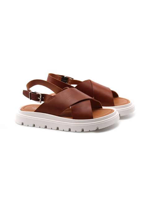Sandalo flat in vera pelle da donna