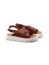 sandalo flat in vera pelle da donna - Brandy