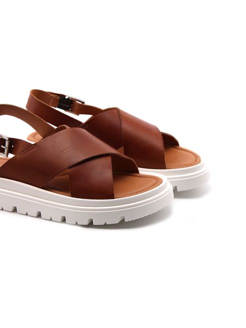 Sandalo flat in vera pelle da donna