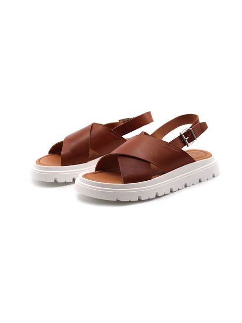 Sandalo flat in vera pelle da donna