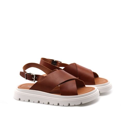 Sandalo flat in vera pelle da donna