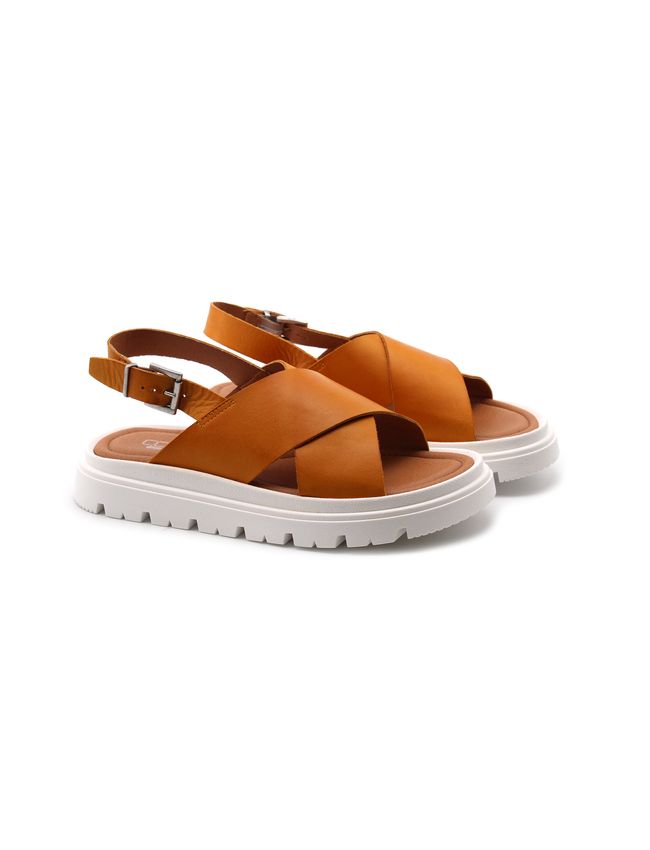 Sandalo flat in vera pelle da donna