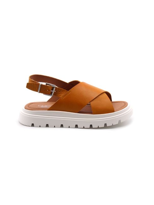 Sandalo flat in vera pelle da donna
