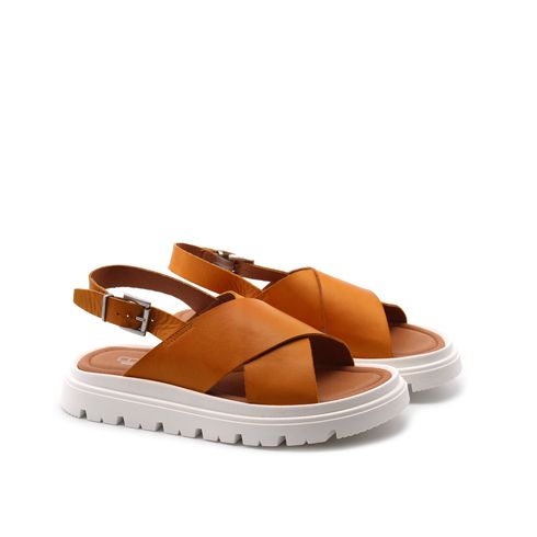 Sandalo flat in vera pelle da donna