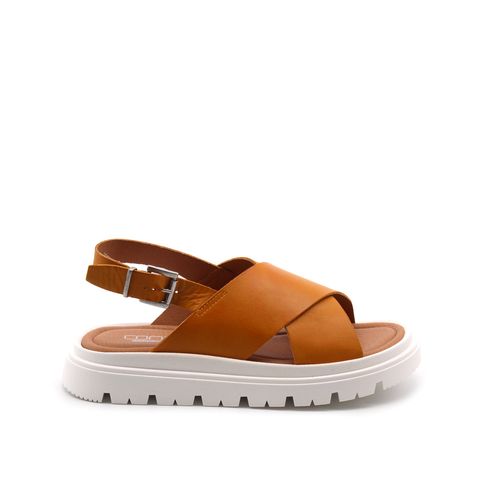 Sandalo flat in vera pelle da donna